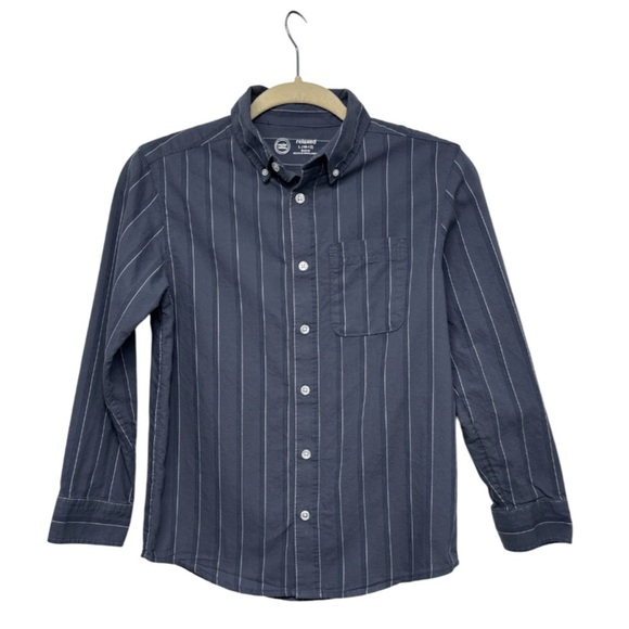 Wonder Nation Boys Button Down Shirt Navy Blue Striped | Size L (10-12) - Picture 1 of 3